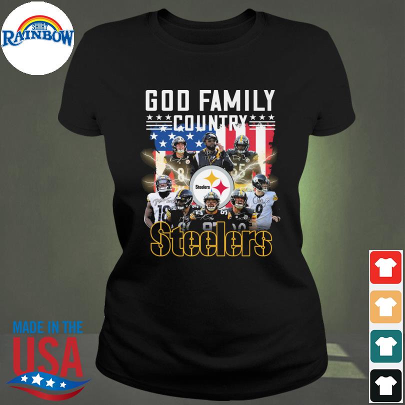 Pittsburgh Steelers God Family Country Steelers Signed Shirt