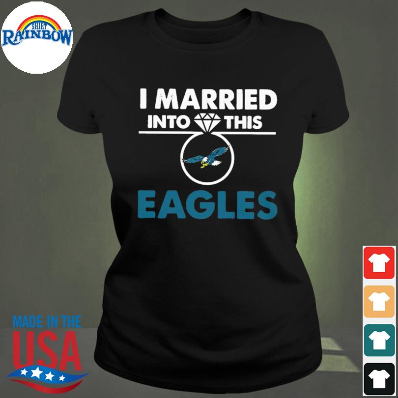 Womens I Married Into This Eagles Retro Funny Eagles Fan Lover V-Neck T-Shirt