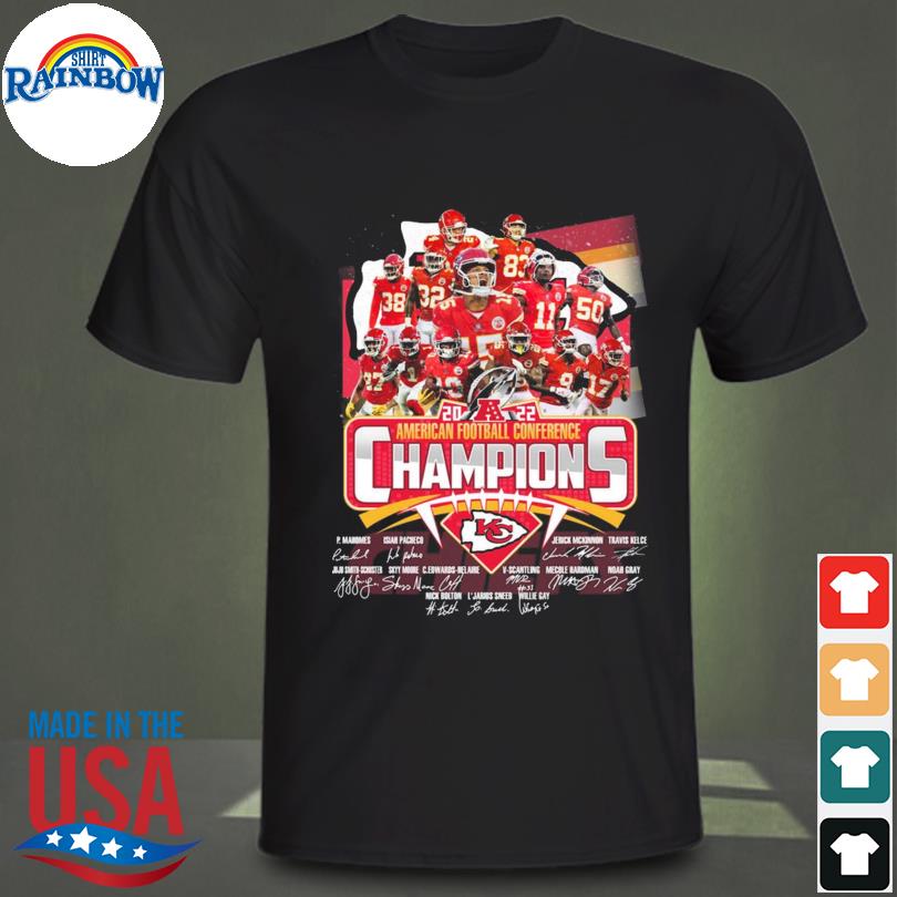 Kansas city Chiefs 2022 American football conference champions signatures shirt