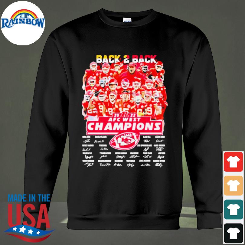 Official Kansas City Chiefs Back 2 Back 2022 AFC West Champions Signatures  shirt, hoodie, sweater, long sleeve and tank top