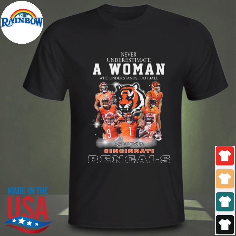 Never underestimate a woman who understands football and loves Cincinnati bengal signatures 2023 shirt