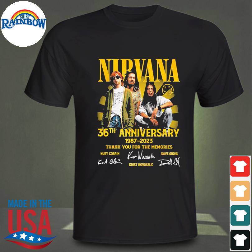 Nirvana 36th anniversary 1987-2023 thank you for the memories signatures shirt