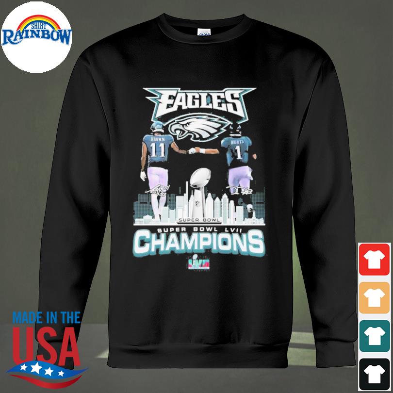 Philadelphia eagles super bowl champions brown and hurt signatures 2023  shirt, hoodie, sweater, long sleeve and tank top