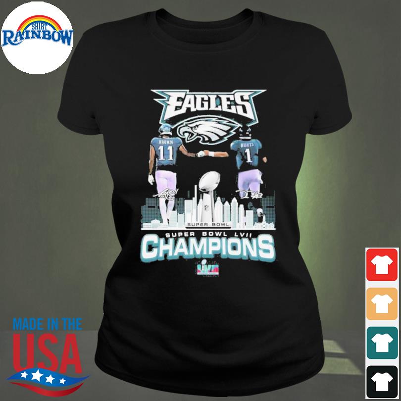 Philadelphia eagles super bowl champions brown and hurt signatures 2023  shirt, hoodie, sweater, long sleeve and tank top