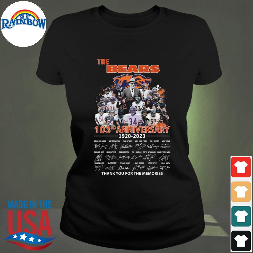 Official The Chicago Bears 103rd anniversary 1920-2023 thank you for the  memories signatures shirt, hoodie, sweater, long sleeve and tank top