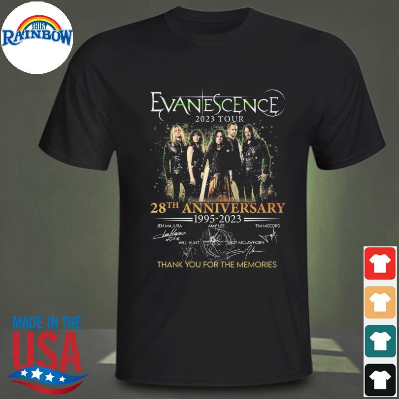 Evanescence 2023 Tour 28th anniversary 1995 2023 thank you for the memories signatures shirt