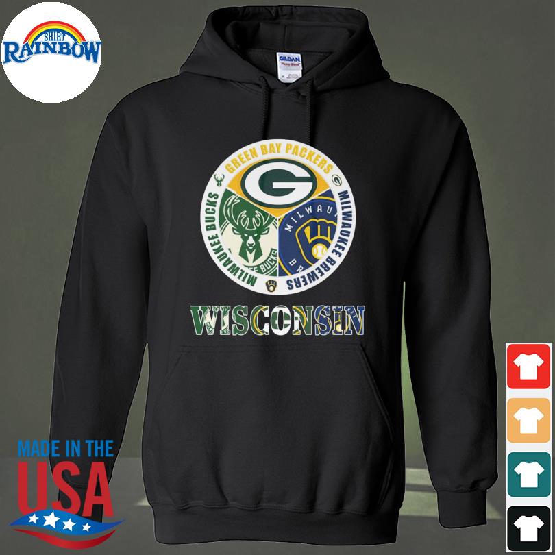 Green Bay Packers Milwaukee Bucks Milwaukee Brewers Wisconsin logo 2023 s hoodie