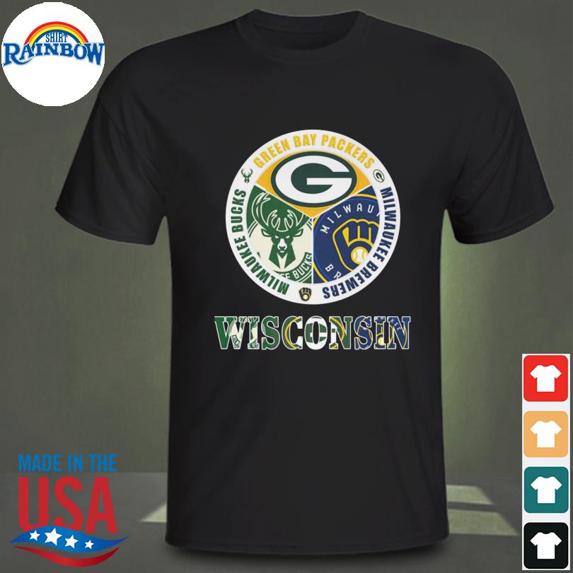 Green Bay Packers Milwaukee Bucks Milwaukee Brewers Wisconsin logo 2023 shirt