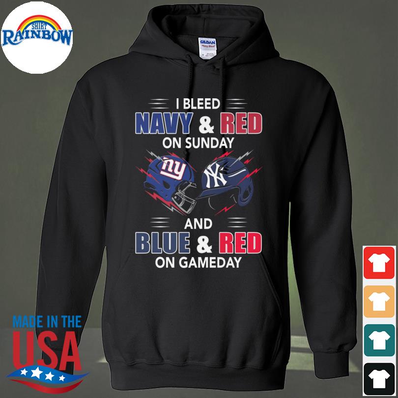 I bleed navy and red on sunday and blue and red on gameday 2023 s hoodie