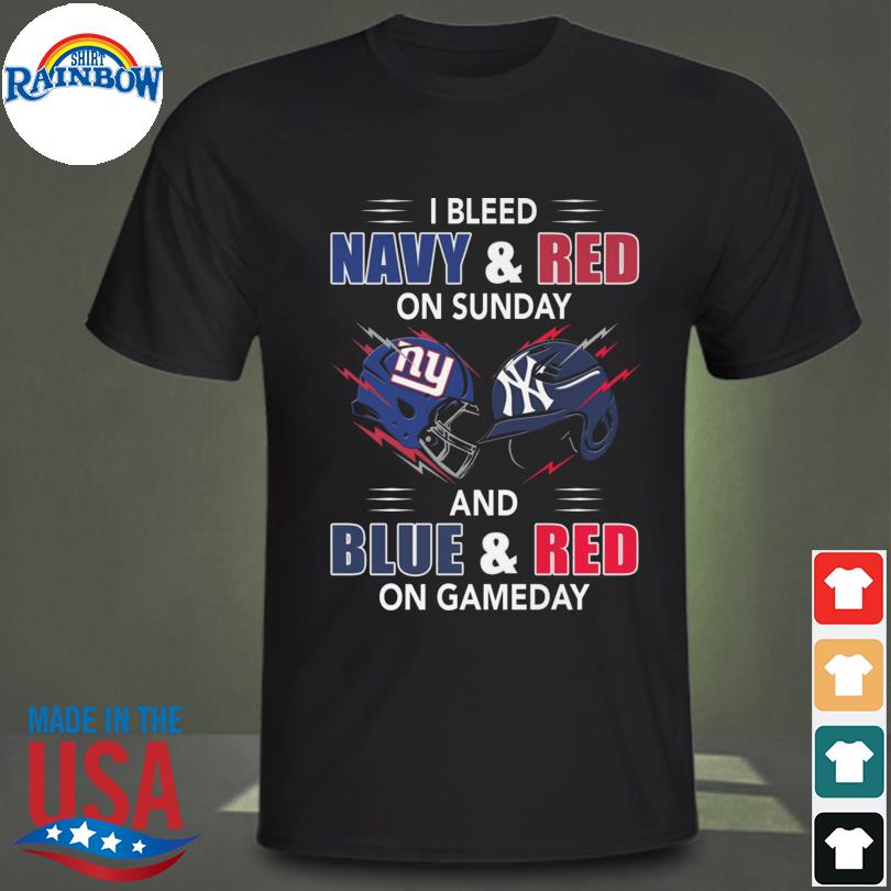 I bleed navy and red on sunday and blue and red on gameday 2023 shirt
