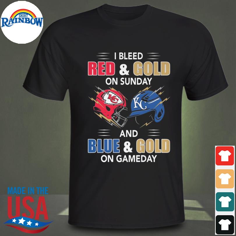I bleed red and god on sunday and blue and gold on gameday 2023 shirt
