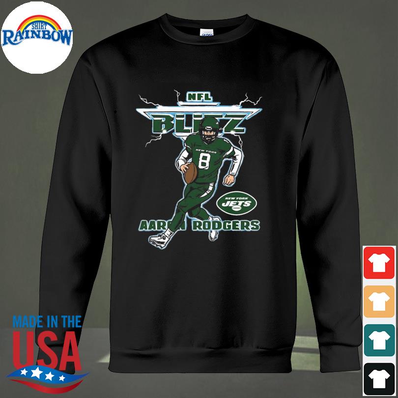 Aaron Rodgers New York Jets Homage Blitz Graphic T-shirt