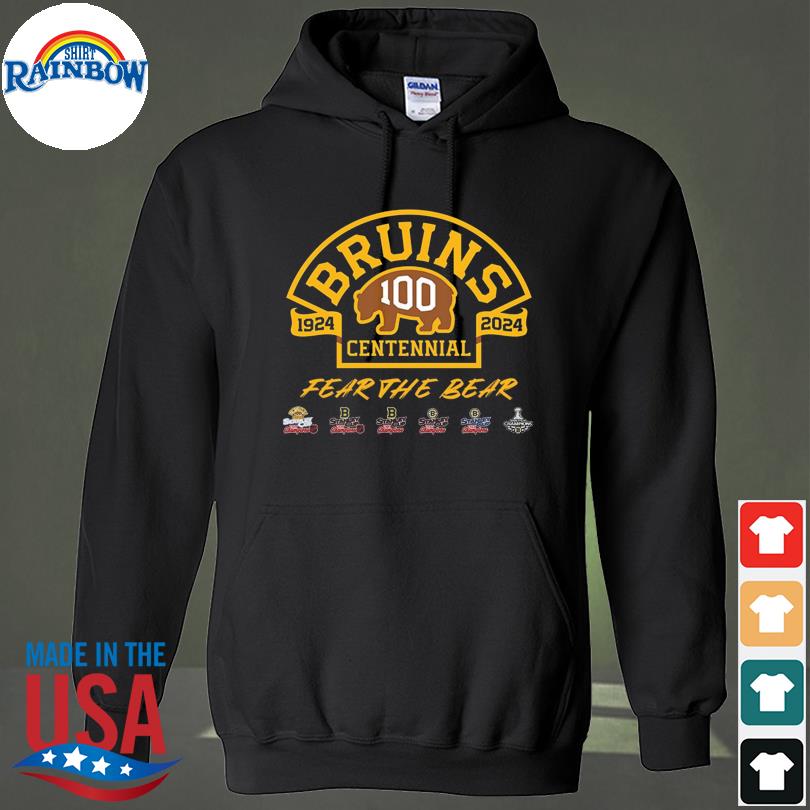 Boston Bruins 100 year 1924 2024 centennial fear the bear shirt, hoodie,  sweater, long sleeve and tank top