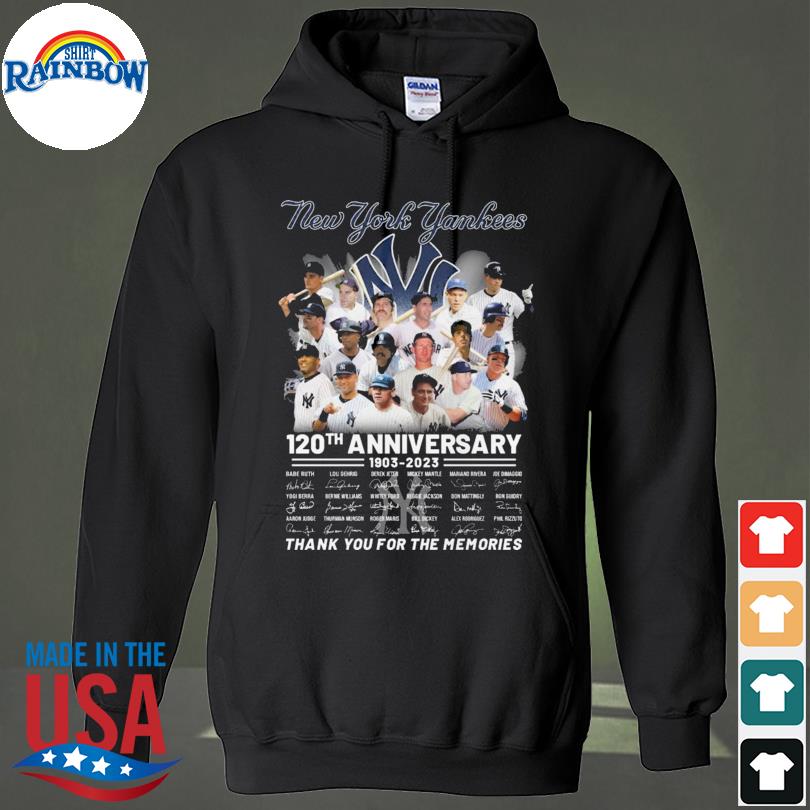 New York Yankee 120th anniversary 1903 2023 thank you for the memories signatures s hoodie