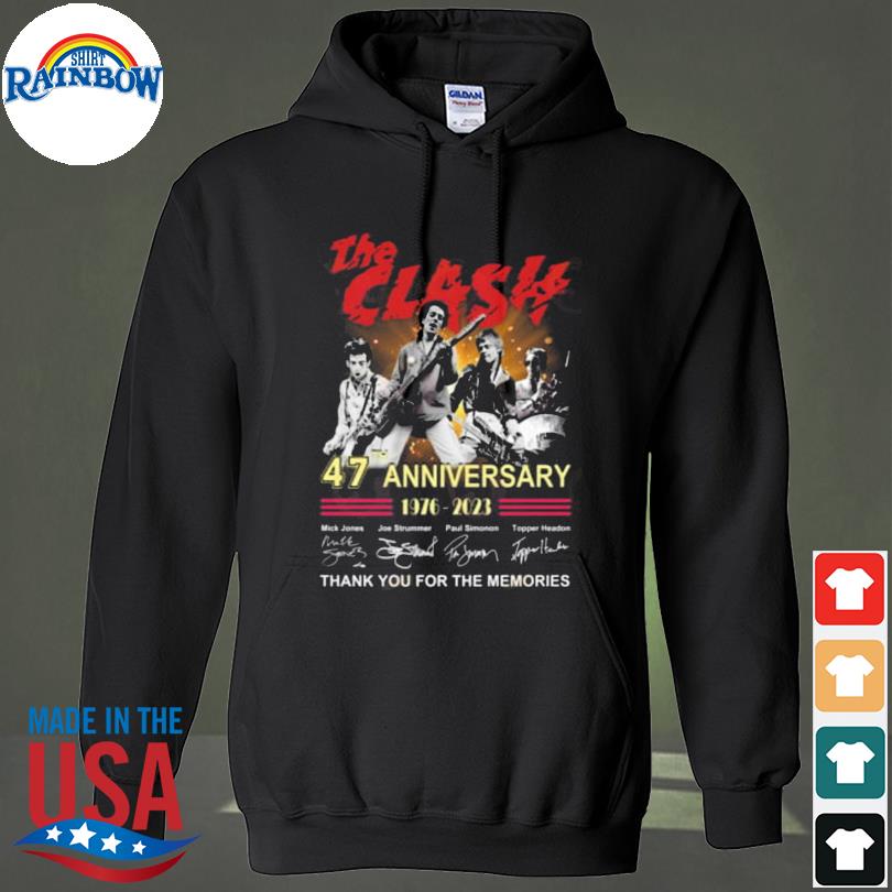 The clash 47th anniversary 1976 2023 thank you for the memories signatures s hoodie