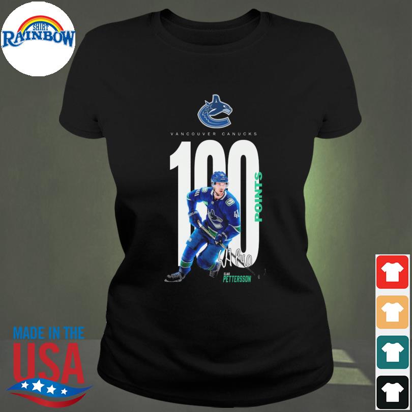 Elias Pettersson Vancouver Canucks 100 points signature shirt
