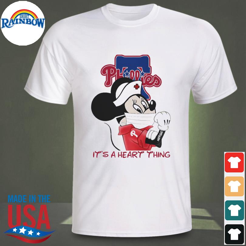 Mickey Mouse face mask it's a heart things Philadelphia Phillies shirt