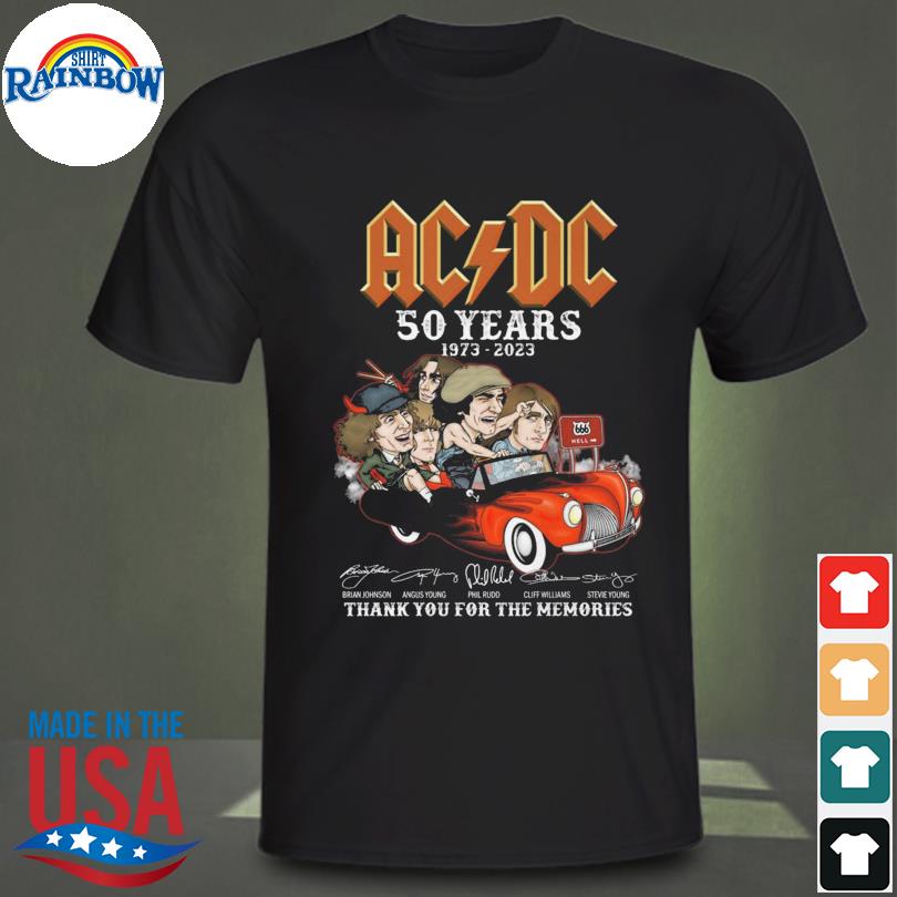 AC DC Band 50 years 1973 2023 thank you for the memories signatures shirt