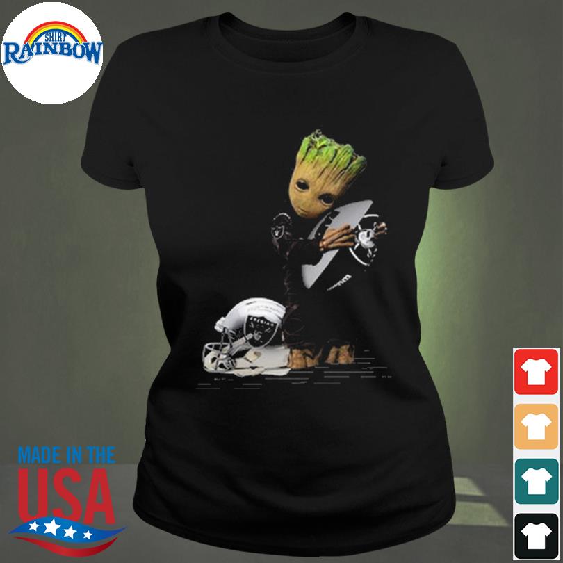 Baby Groot Hug Oakland Raiders Football NFL T-Shirt - Kutee Boutique