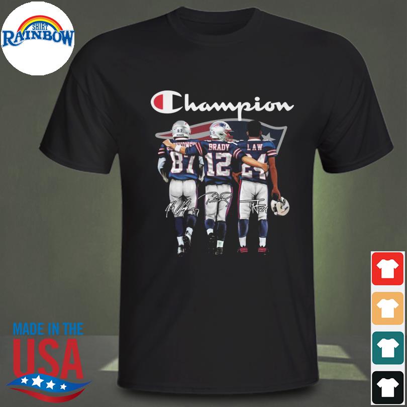 New England Patriots Gronkowski Brady and Law Champions 2023 signatures  shirt, hoodie, sweater, long sleeve and tank top