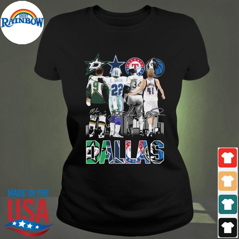 Dallas Cowboys emmitt smith Dallas mavericks tony romo Texas rangers nolan  ryan Dallas stars dirk nowitzki signatures 2023 shirt, hoodie, sweater,  long sleeve and tank top