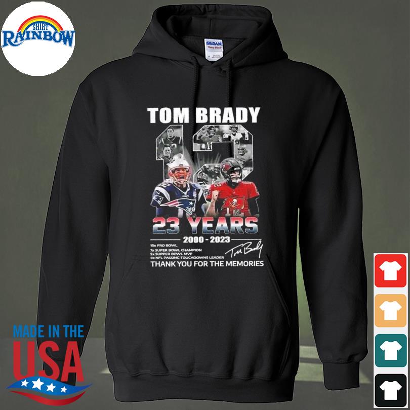 Tom Brady 23 years 2000 2023 thank you for the memories signatures shirt,  hoodie, sweater, long sleeve and tank top