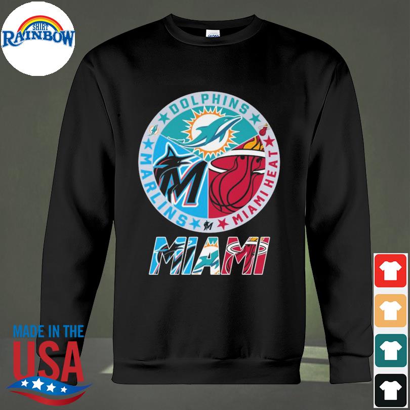 Logo MiamI dolphins marlins miamI heat champions 2023 shirt, hoodie,  longsleeve, sweater