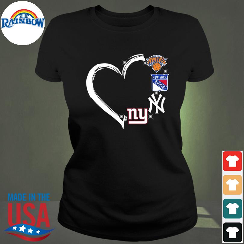 New York Knicks New York Rangers New York Yankees New York Giants heart  logo 2023 shirt, hoodie, sweater, long sleeve and tank top