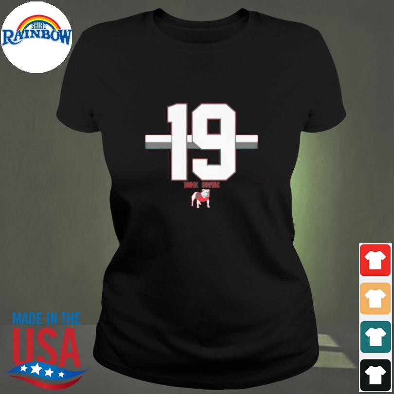 OneRockin Georgia Football Brock Bowers 19 Ladies Boyfriend Shirt