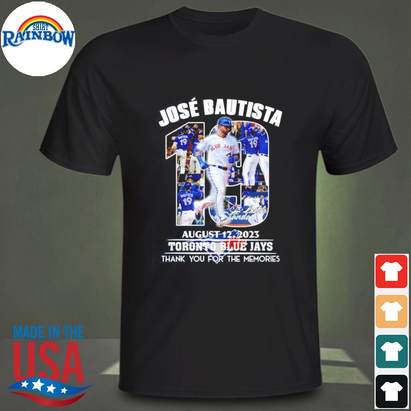 Jose Bautista Toronto Blue Jays 2008-2017 one day 2023 thank you for the  memories signatures shirt, hoodie, sweater, long sleeve and tank top