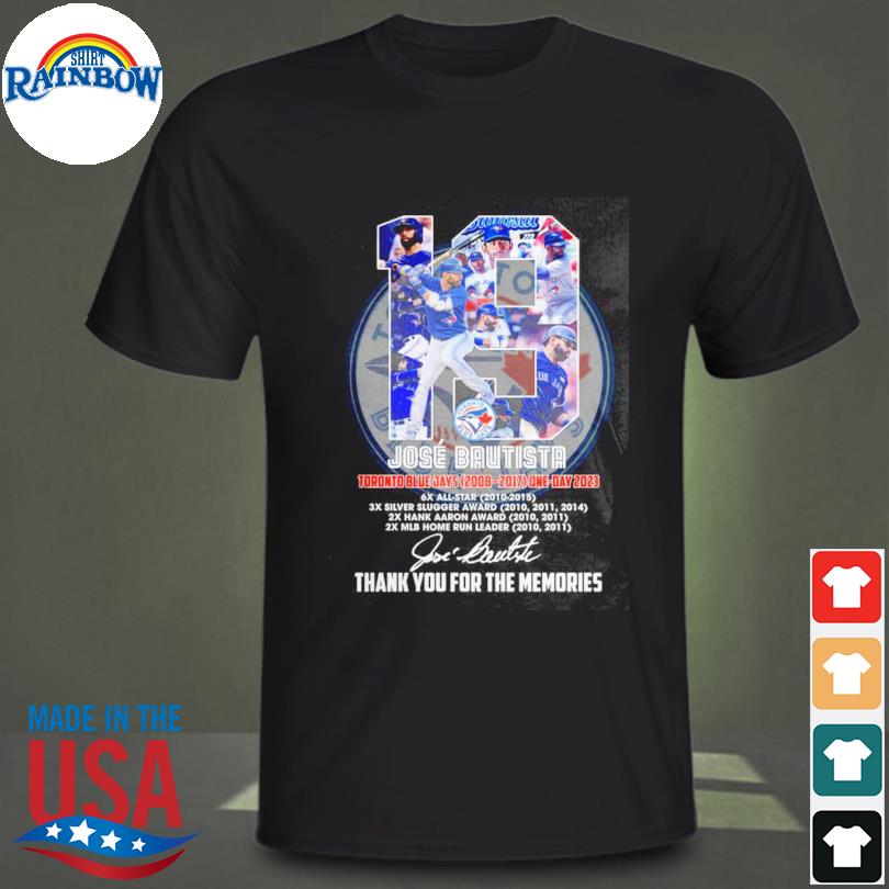 Toronto Blue Jays 19 Jose Bautista Thank You For The Memories signature  shirt, hoodie, sweater, long sleeve and tank top