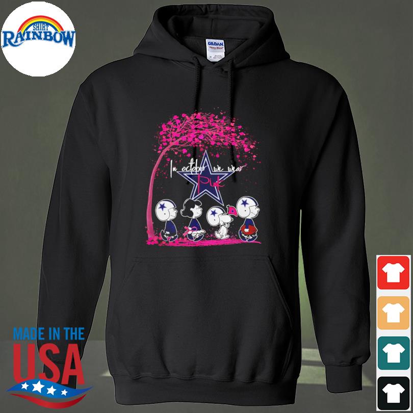 In October we wear pink Snoopy and friend Dallas Cowboys shirt, hoodie,  sweater, long sleeve and tank top