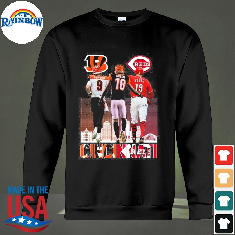 Cincinnati Bengals Joe Burrow A. J. Green and Joey Votto skyline 2023  shirt, hoodie, longsleeve tee, sweater