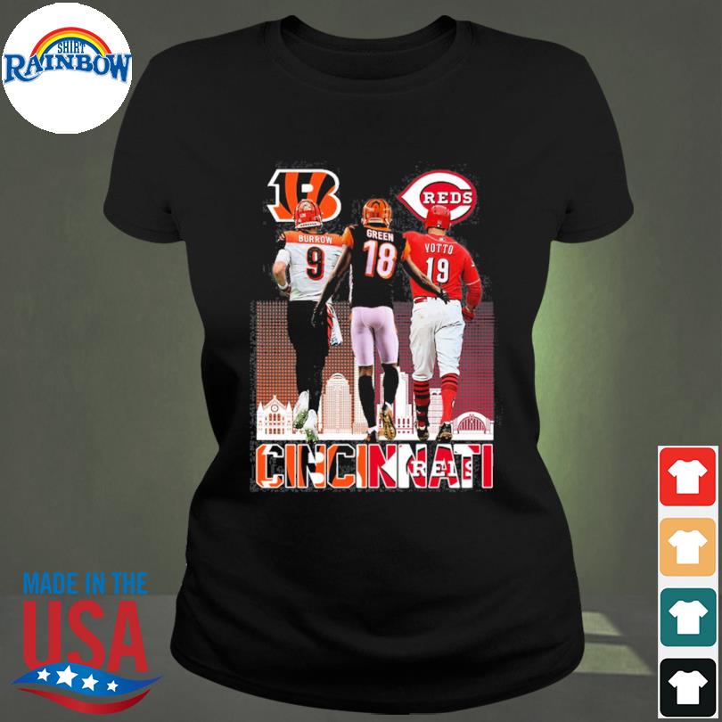 Joe Burrow Cincinnati Bengals and Joey Votto Cincinnati Reds Skyline City  signature shirt, hoodie, sweater, long sleeve and tank top