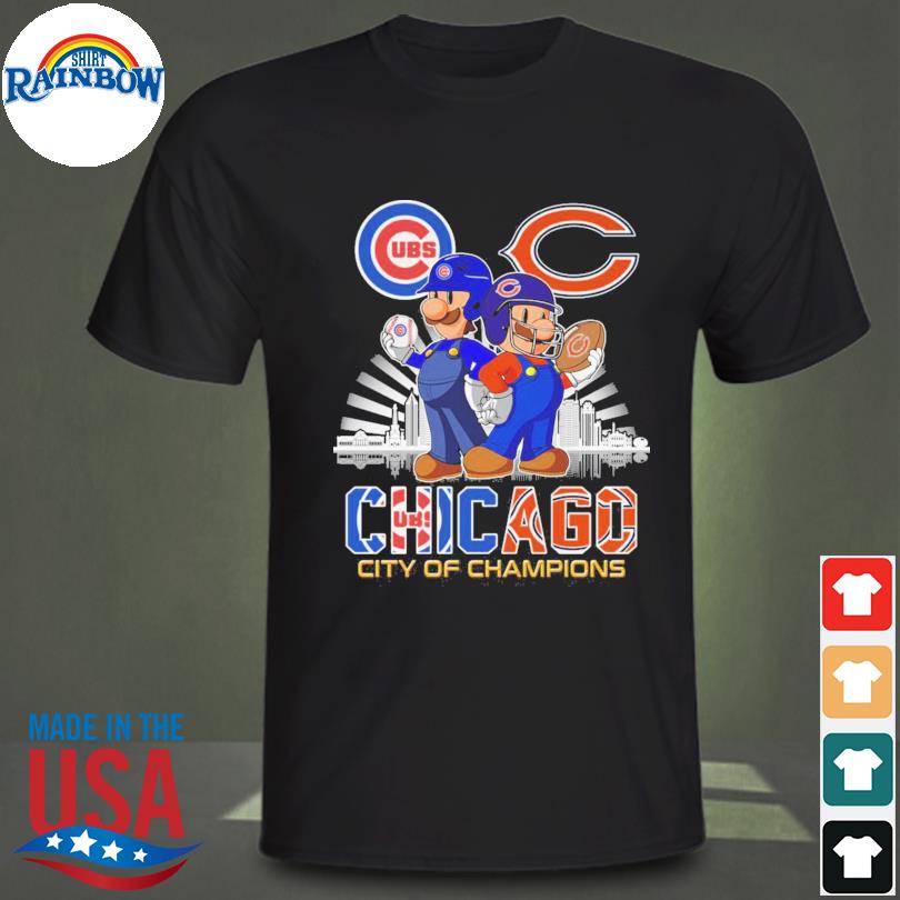 Official Logo Super Mario Chicago Cubs And Chicago Bears City Of Champions  Shirt, hoodie, sweater, long sleeve and tank top