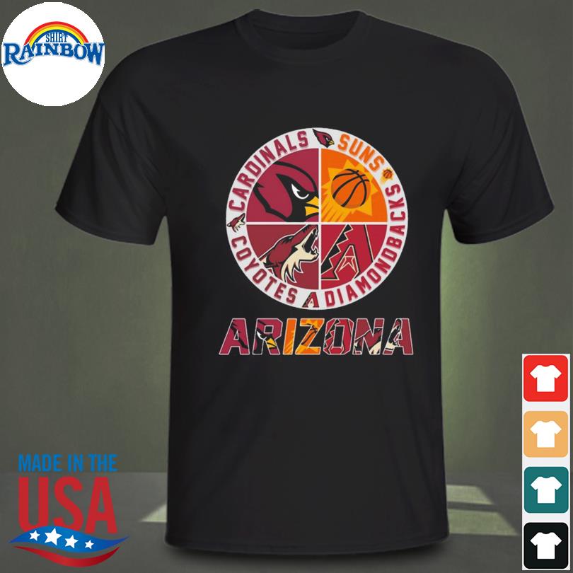 Arizona sport teams Suns Cardinals Acoyotes Diamondbacks circle logo shirt,  hoodie, sweater and v-neck t-shirt