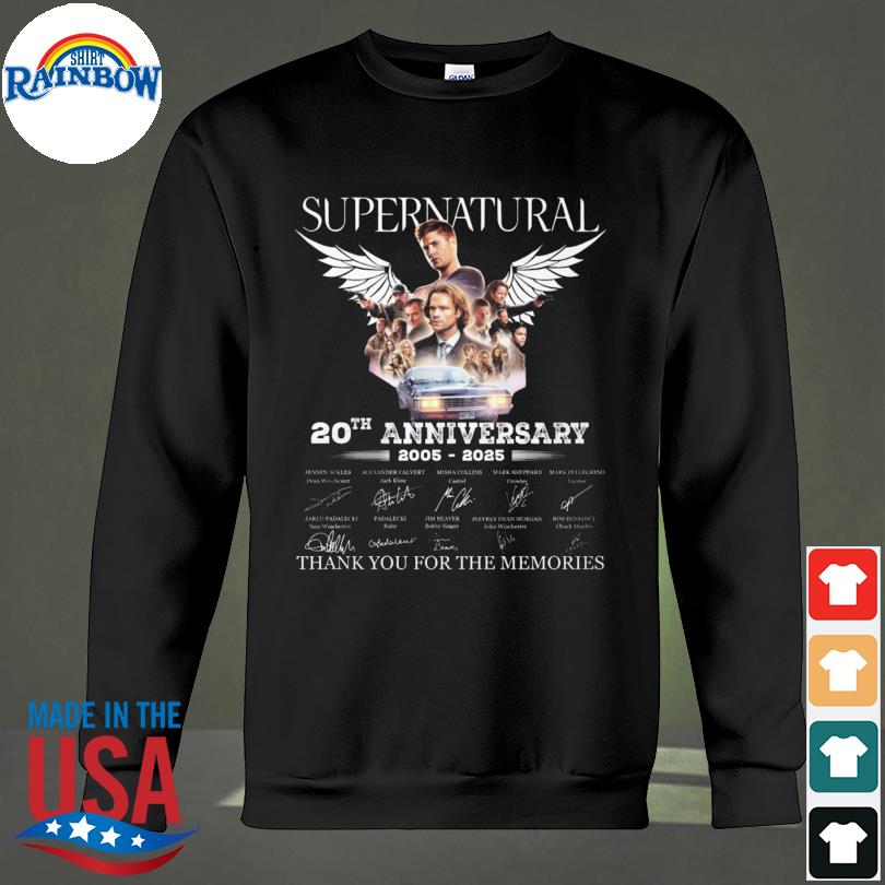 Supernatural 20th anniversary 2005 2025 thank you for the memories signatures s sweateshirt